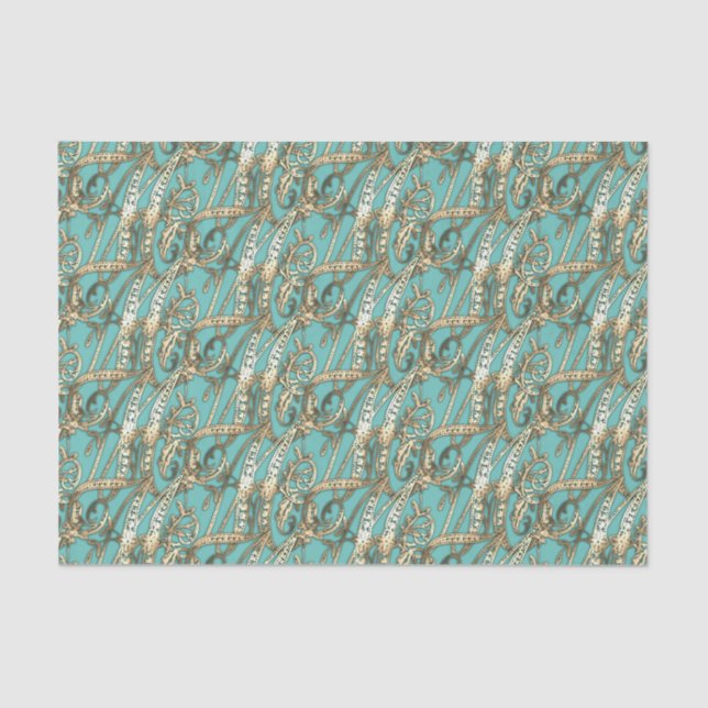 Vintage Ornate Gold Monogram M Tissue Paper (Front)