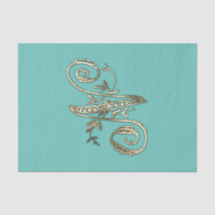 Vintage Ornate Gold Monogram N Tissue Paper