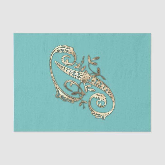 Vintage Ornate Gold Monogram P Tissue Paper (Front)