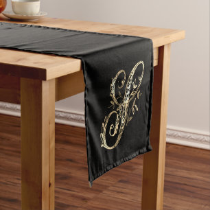 Vintage Ornate Gold Monogram S Short Table Runner