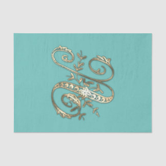 Vintage Ornate Gold Monogram U Tissue Paper