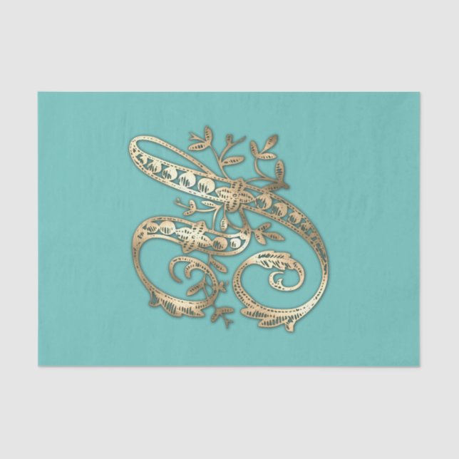 Vintage Ornate Gold Monogram Y Tissue Paper (Front)