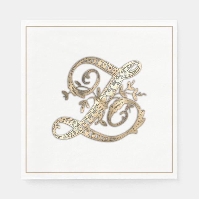 Vintage Ornate Gold Monogram Z Paper Napkin (Front)