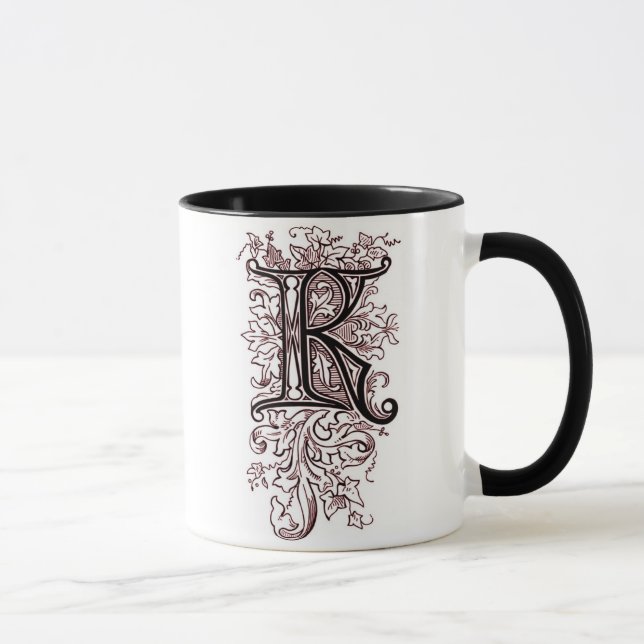 Vintage Ornate Monogram 'K' Mug (Right)