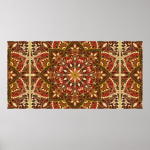 vintage ornate pattern with floral elements. Orien Poster