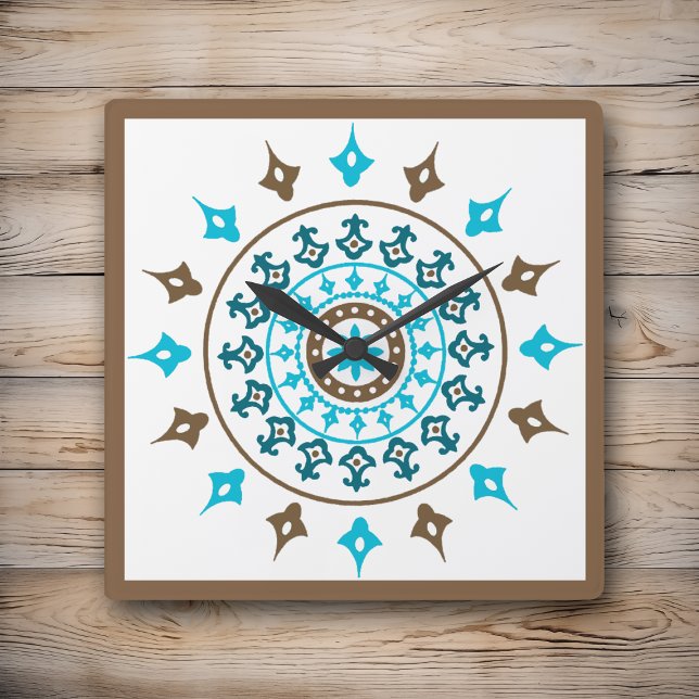 Vintage Ornate Turquoise Brown Wall Clock (Creator Uploaded)