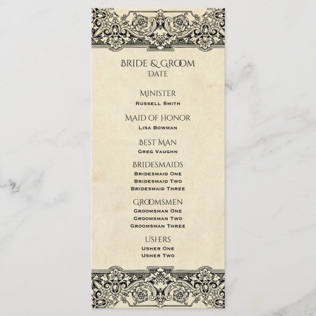 Vintage Ornate Wedding Program (Front)