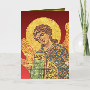 Vintage Orthodox ikon, angel Gabriel Holiday Card