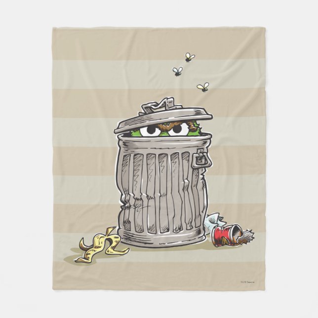 Vintage Oscar in Trash Can Fleece Blanket (Front)