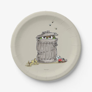 Vintage Oscar in Trash Can Paper Plate