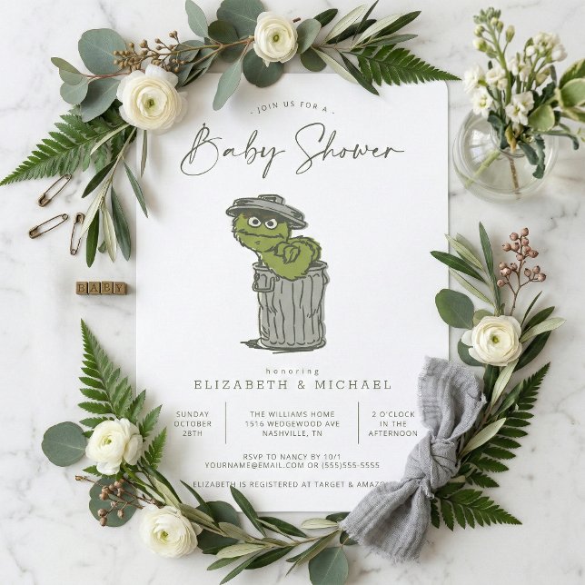 Vintage Oscar the Grouch Baby Shower Invitation (Creator Uploaded)