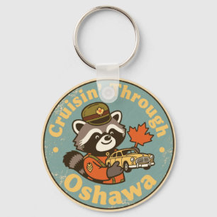 Vintage Oshawa Ontario Motor City Raccoon Keychain