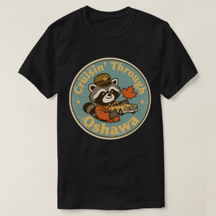 Vintage Oshawa Ontario Motor City Raccoon T-Shirt