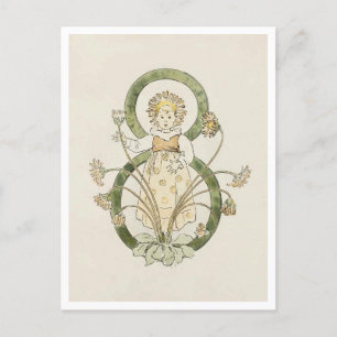 Vintage Ottilia Adelborg Floral Number - 8 Postcard