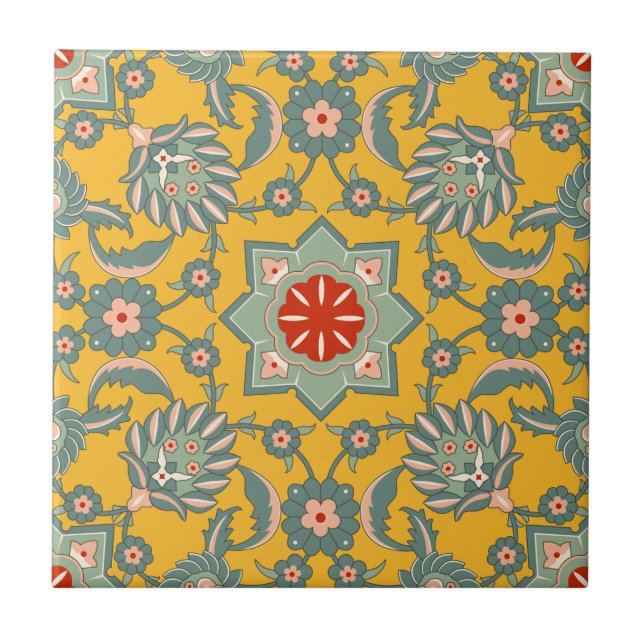Vintage Ottoman Floral Pattern Tile (Front)