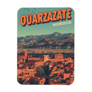 Vintage Ouarzazate city kasbah Sahara Desert moroc Magnet