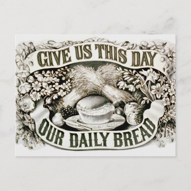 Vintage Our Daily Bread Christian Prayer 1872 Postcard (Front)