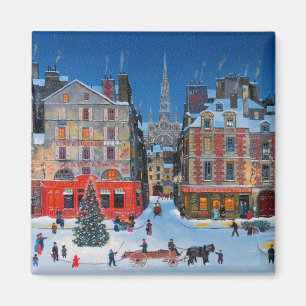 Vintage Outdoor Christmas Scene Magnet
