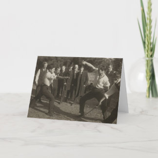Vintage Outdoor Fencing Bout Note Card