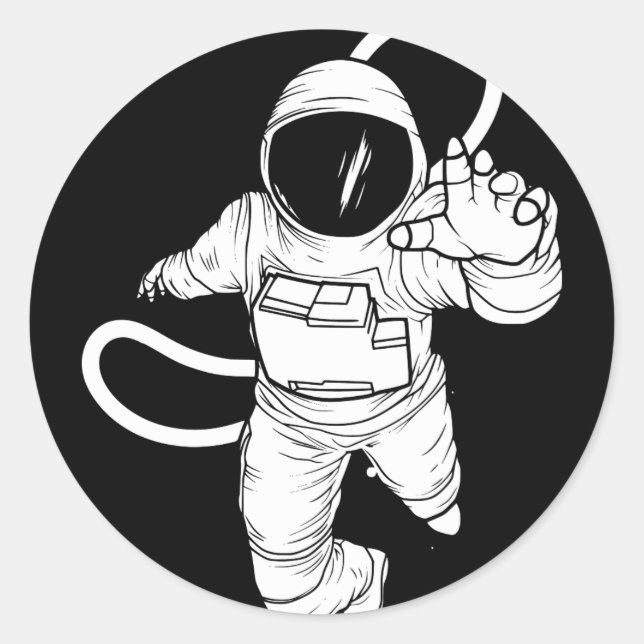 Vintage Outer Space  Funny Astronaut Classic Round Sticker (Front)