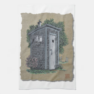 Vintage Outhouse Kitchen Towel