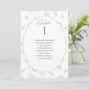 Vintage Oval Beige Tan Wedding Seating Chart