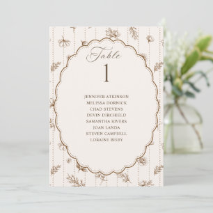 Vintage Oval Brown & Cream Wedding Seating Chart
