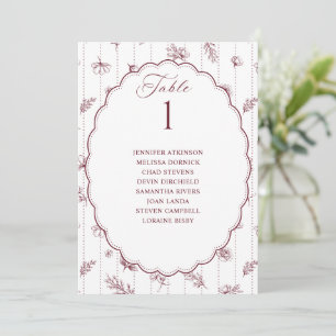 Vintage Oval Burgundy Red Wedding Seating Chart