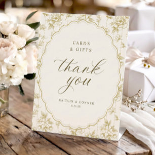 Vintage Oval Cards & Gifts Gold & Ivory Wedding Pedestal Sign
