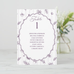Vintage Oval Dark Purple Wedding Seating Chart