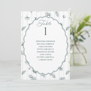 Vintage Oval Emerald Green Wedding Seating Chart