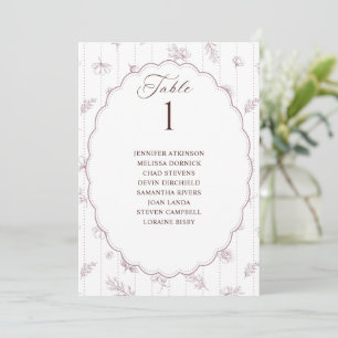 Vintage Oval Rose Mauve Wedding Seating Chart