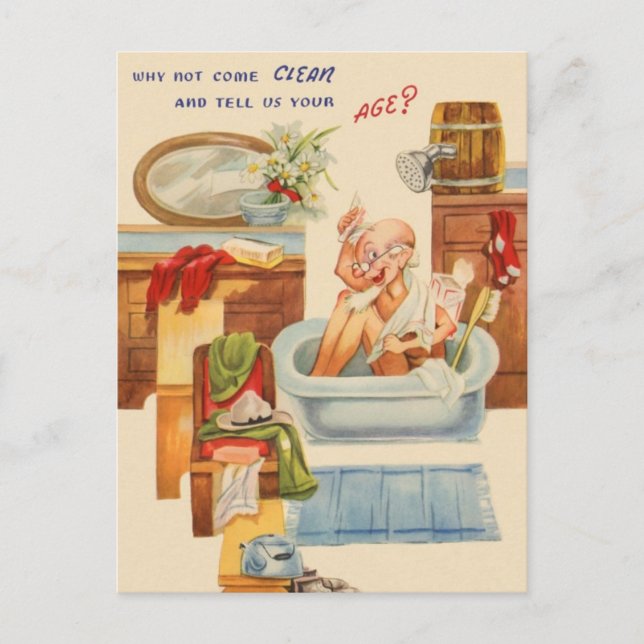 Vintage Over the Hill Birthday Postcard (Front)