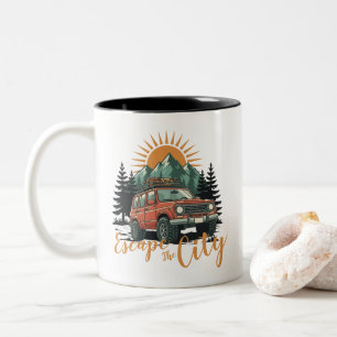 Vintage Overland 4x4 Adventure Escape The City Two-Tone Coffee Mug