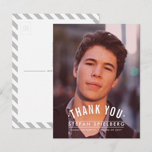 Vintage Overlay 1 Graduation Thank You Postcard (Front/Back)