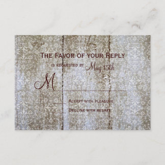 Vintage Overlay Distressed Wood Wedding RSVP Cards