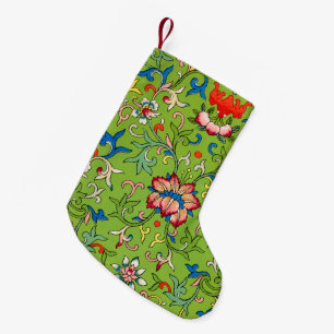 Vintage Owen Jones Chinese Ornament Green Floral Small Christmas Stocking