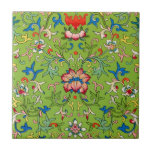 Vintage Owen Jones Chinese Ornament Green Floral Tile<br><div class="desc">Elevate your home with the exquisite detail of Owen Jones’ "Examples of Chinese Ornament, " a stunning masterpiece of 19th-century decorative design. Sourced from historical objects in the South Kensington Museum, this vibrant green floral pattern showcases the intricate symmetry and lush botanical motifs characteristic of classic Chinoiserie. The rhythmic intertwining...</div>