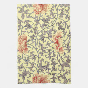 Vintage Owen Jones Chinoiserie Peony Floral Design Kitchen Towel