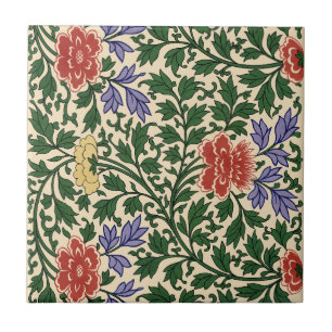Vintage Owen Jones Chinoiserie Peony Pattern Tile