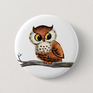 Vintage Owl 2 Inch Round Button