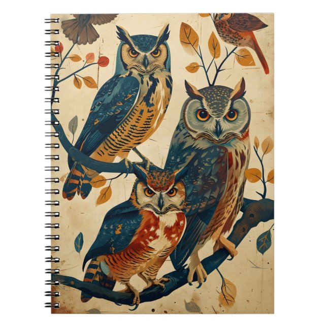 Vintage Owl art Notebook (Front)