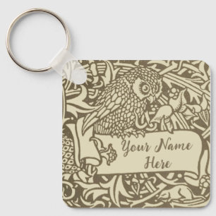 Vintage Owl Bookplate Arts and Crafts Walter Crane Keychain
