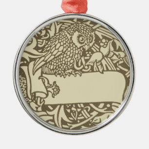 Vintage Owl Bookplate Arts and Crafts Walter Crane Metal Ornament