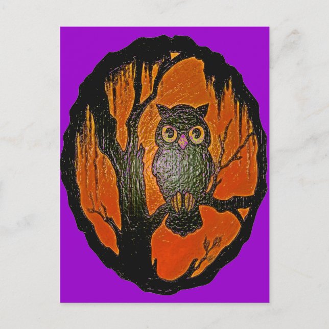 Vintage Owl cartoon Art Postcard (Front)