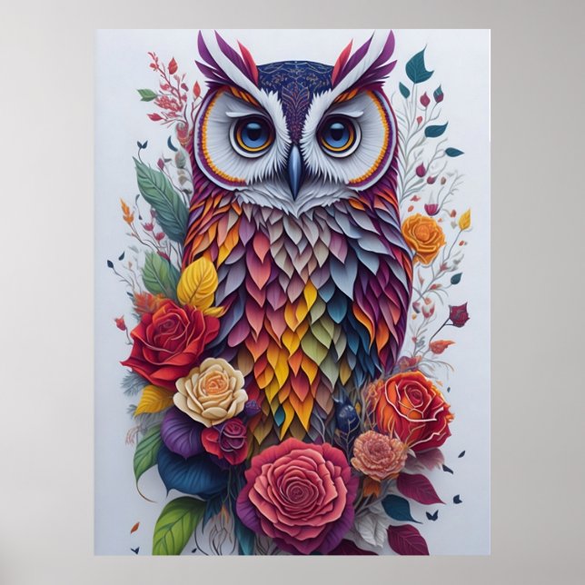 Vintage Owl Drawing - Wall Art - Poster (Front)