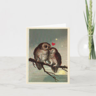 Vintage Owl Holiday, Romantic, or Valentine Card