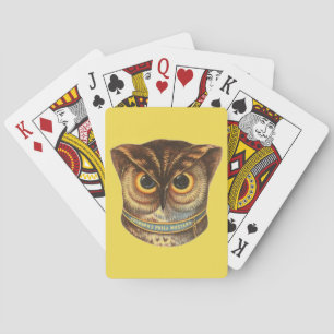 Vintage owl illustration advertisement funny playing cards