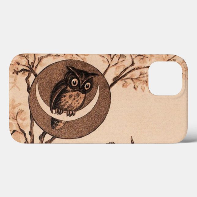 Vintage Owl in Moon Case-Mate iPhone Case (Back (Horizontal))