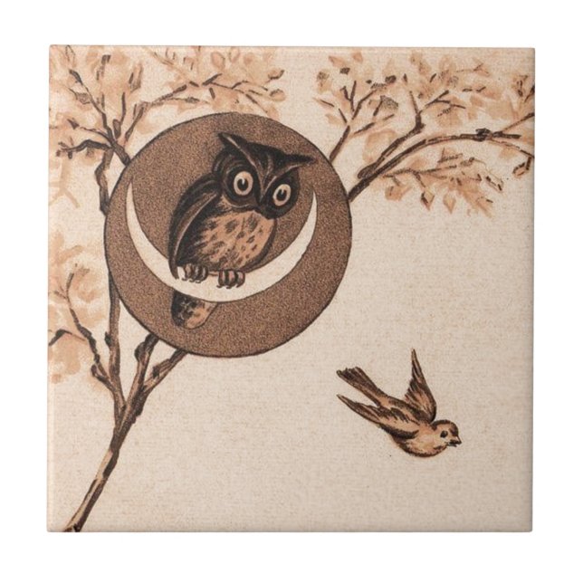 Vintage Owl in Moon Tile (Front)